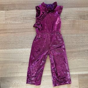 Soft Ruffle Oshkosh Burgundy Metallic Romper Jumpsuit 2T